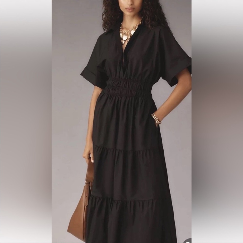 Anthropologie Somserset Shirt Dress in Black Sz Medium